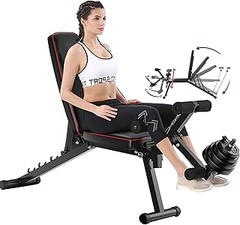 Ejercicios recomendados usando un banco de musculación con extensión de piernas