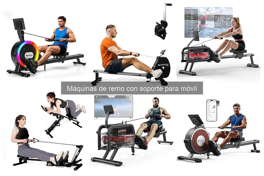 Mantenimiento de máquinas de remo con soporte para móvil