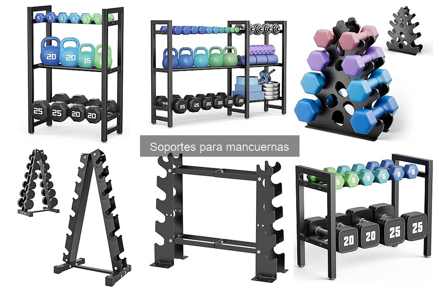Soportes para mancuernas compactos ideales para espacios pequeños